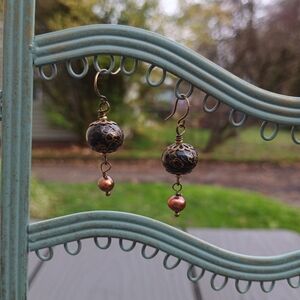Elegant Black and Gold Dangle Earrings